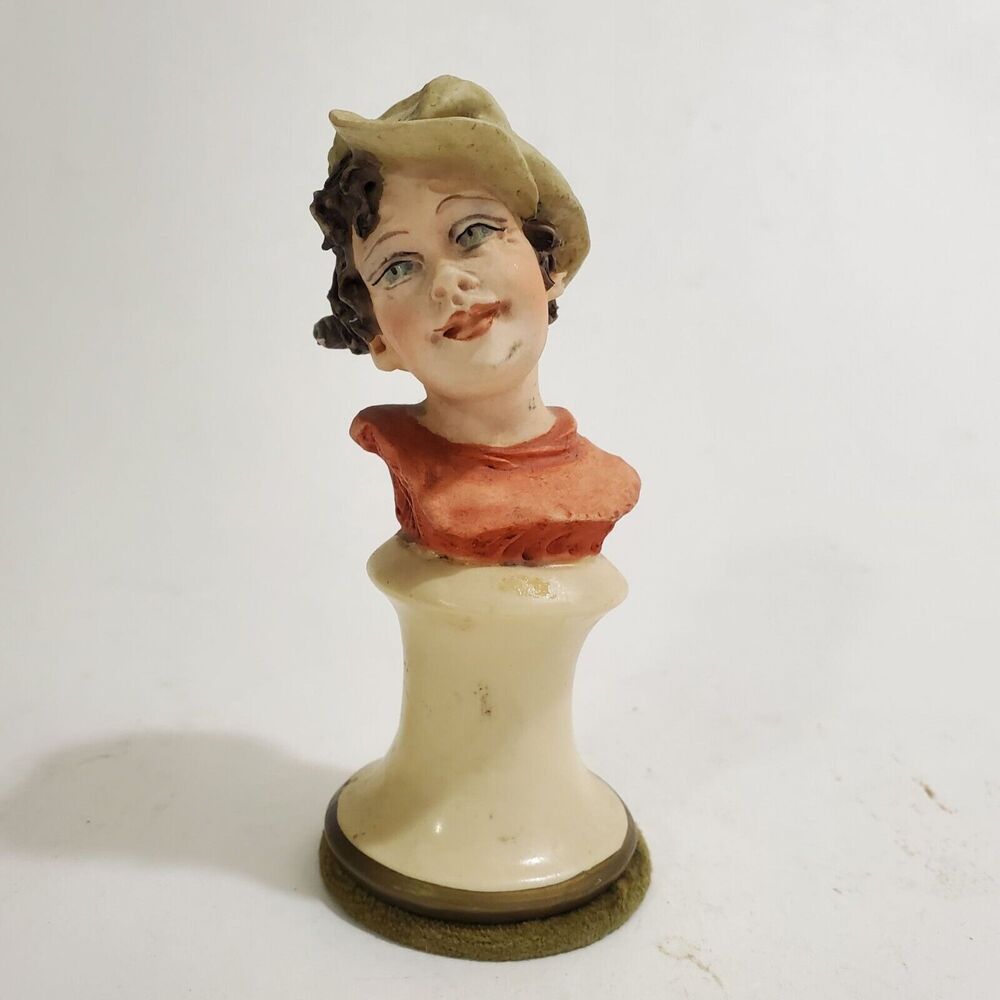 Vintage Capodimonte Bust Of Boy In Hat Signed B. Merli 1981